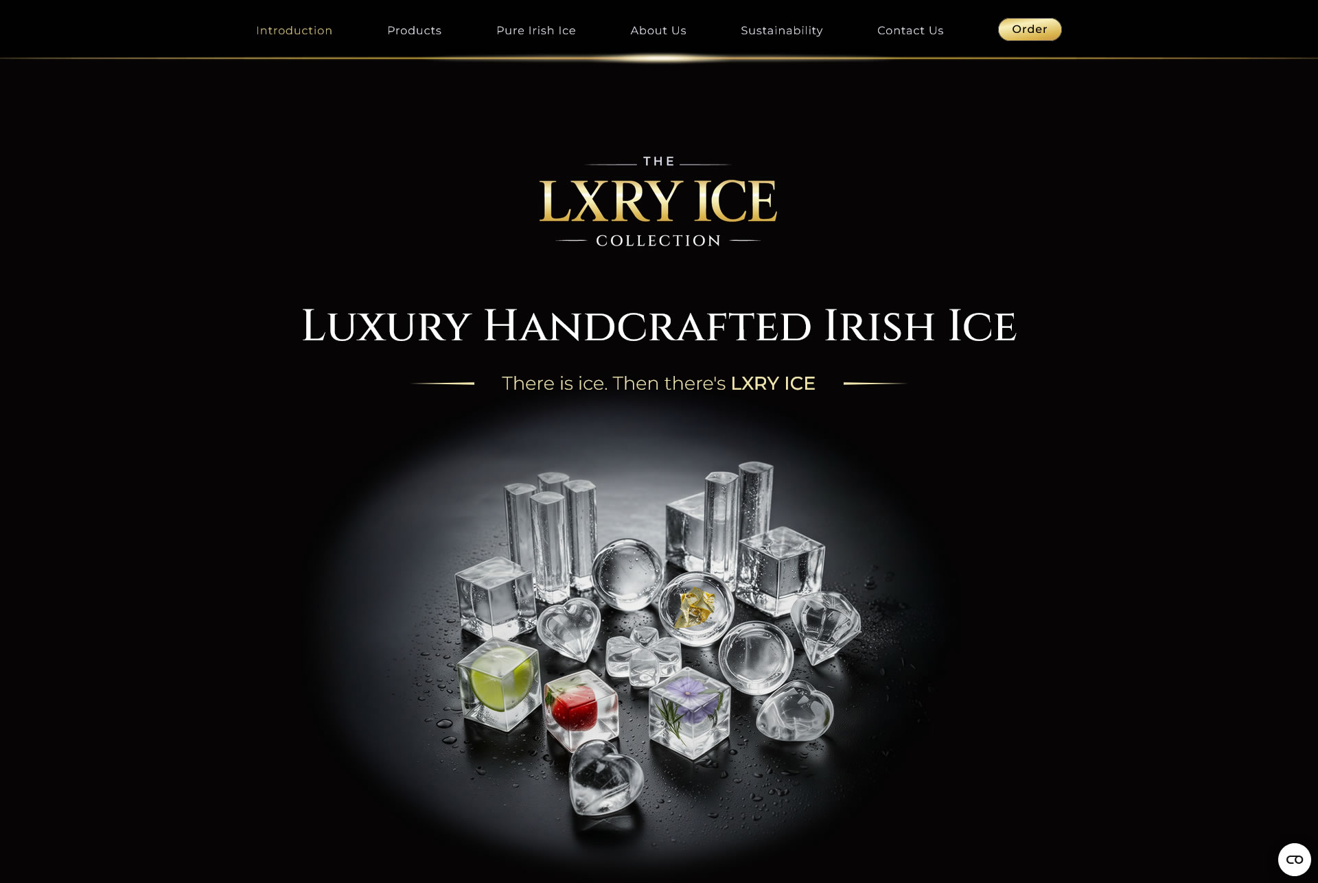 LXRY Ice Collection homepage shown on a desktop monitor