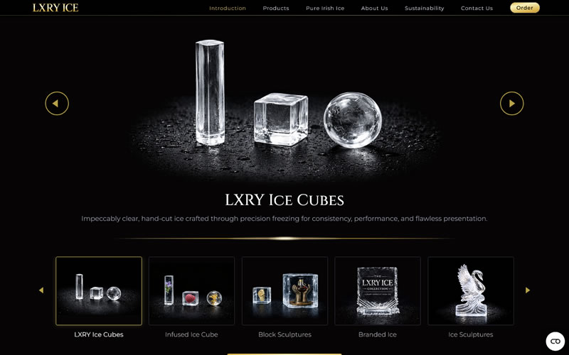 LXRY Ice Collection product page shown on a laptop