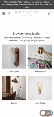 Ruby Watts store page shown on a mobile phone