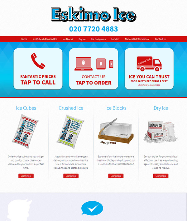 Website Design & development for Eskimo Ice